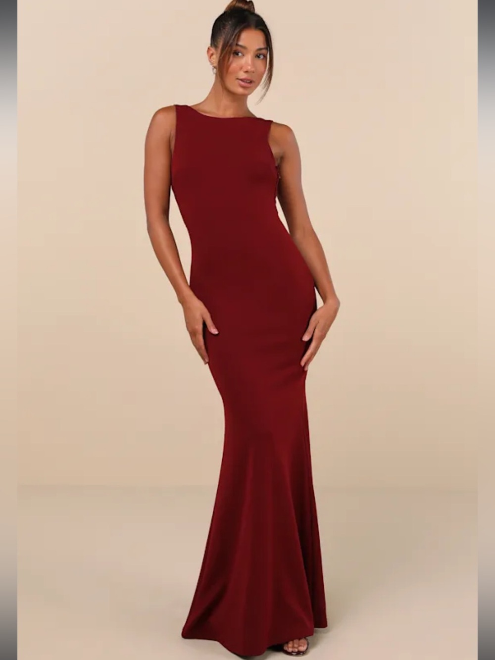 NWT- Love In Your Eyes Wine Red Knotted Mermaid Maxi Dress